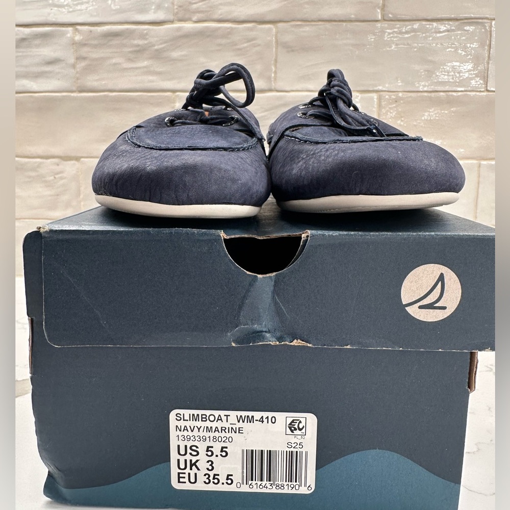 Sperry Women’s Slim Boat Shoes | Navy Nubuck Leather | Size 5.5 | NIB - Picture 9 of 11